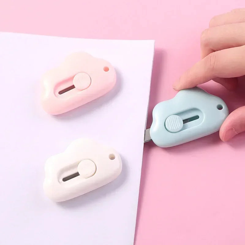 Cute Cloud Mini Retractable Utility Knife Portable Small Pocket Sized Student Art Knife Express Unpacking Office Paper Cutting