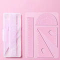 4pcs/box Ins Gradient Rulers Straight Triangle Ruler Protractor Drawing Painting Drafting Tool Korean Stationery Office Supplies