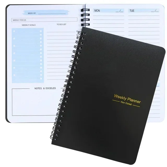 52 Weeks Weekly Planner Notebook A5 Undated Spiral Agenda Daily Student Schedules Journal Stationery Office School Supplies